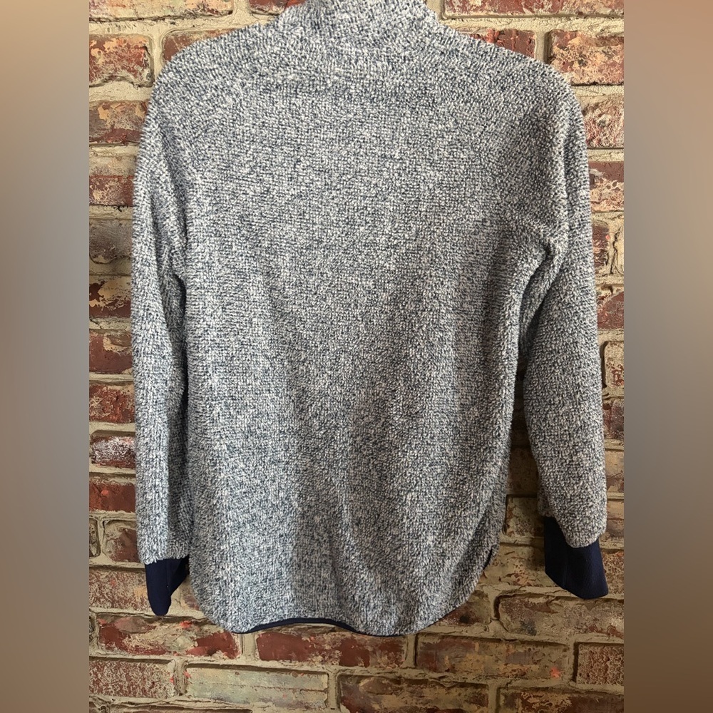 Women’s Sherpa Fleece Pullover w/ Quilted Navy Panel & Snap Neck - Picture 2 of 2